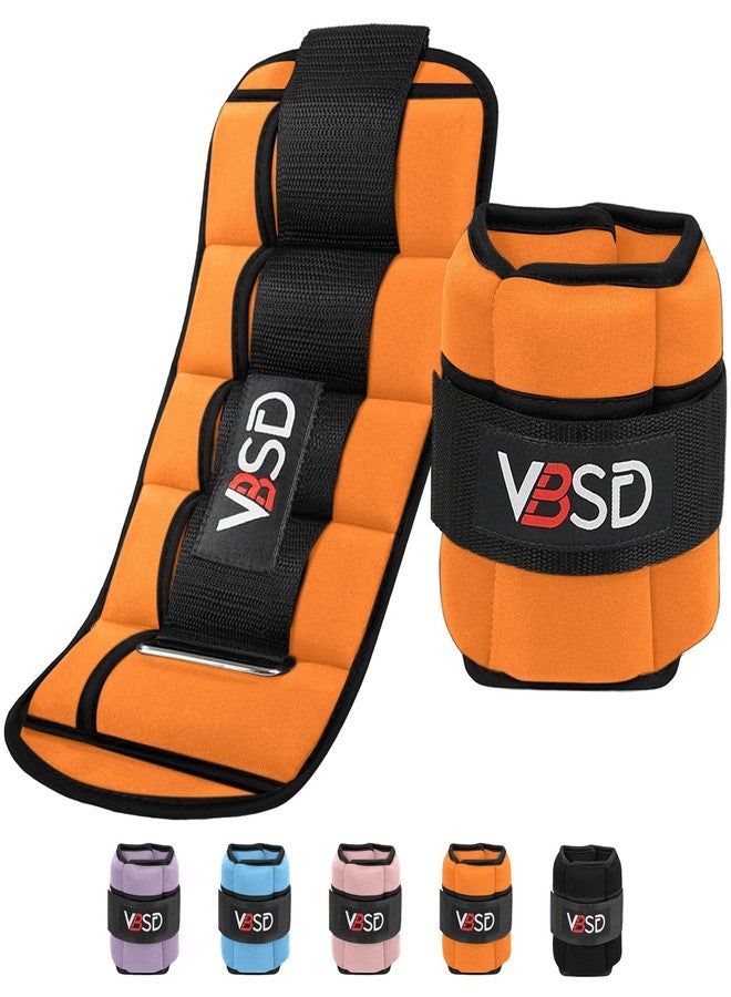 VBSD Adjustable Ankle Weights for Men Women, 10lb 1 Pair Leg Weight Straps, Weighted Ankle Weights Set for Gym, Yoga, Jogging, Walking, Aerobics, 1-5 lbs Each Ankle, 1 Pair 2-10 lbs, Orange - Image 1