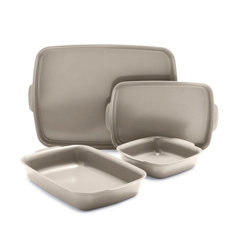 GreenPan Premiere Ovenware Healthy Ceramic Nonstick 4 Piece Bakeware Set PFASFree Rectangular Square Quarter Half Sheet Baking Pans WarpFree Oven Broiler Safe 600F Dishwasher Safe Taupe - Image 2
