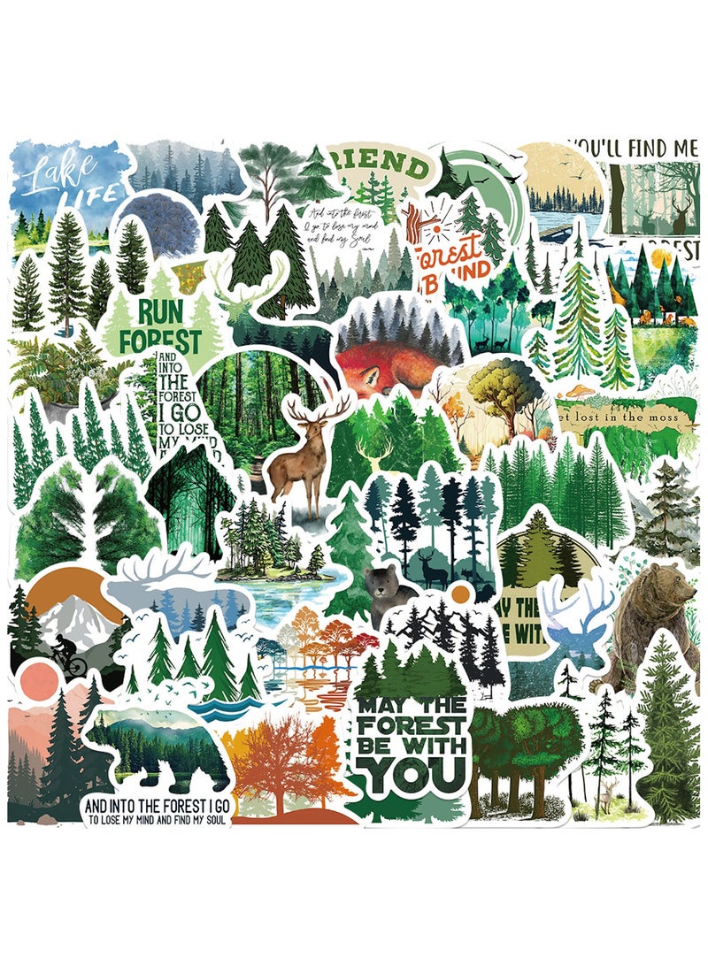 ORAINBOW Green Forest Stickers 50PCS Outdoor Camping Green Forest Fresh Stickers Outdoors Scrapbook for Laptop Outdoor Scrapbook Stickers Mountains Sticker Perfect Gifts for Kids Teens Adults - Image 1