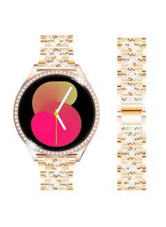 DEALELE Bands Compatible with Samsung Galaxy Watch FE / 5/4 40mm, 20mm Slim Bling Rhinestone Diamond Metal Strap with Protective Case Replacement Bracelet and Cover for Women Men (40mm, Rose gold)  - Image 1
