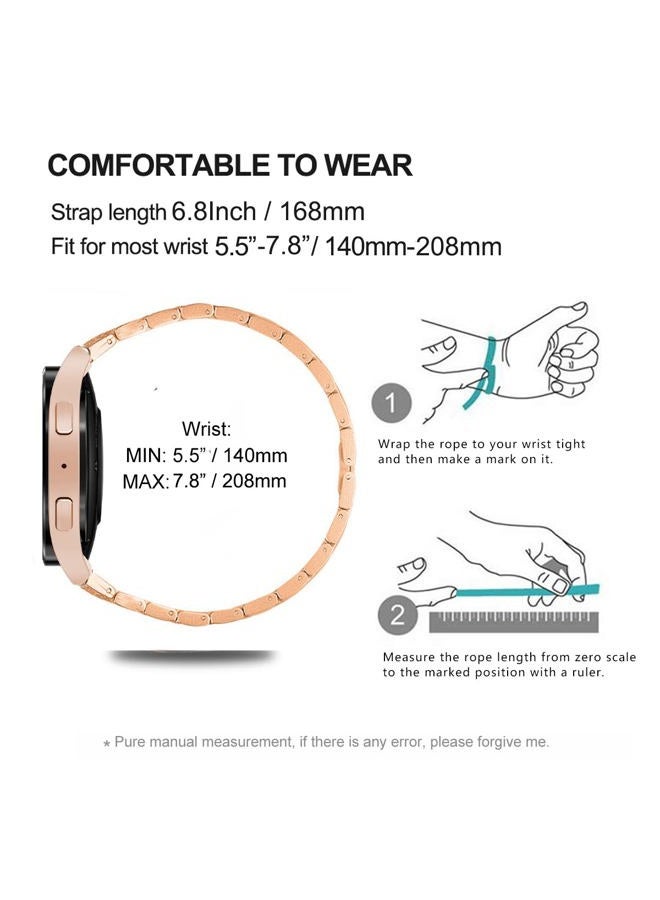 Bands Compatible with Samsung Galaxy Watch FE / 5/4 40mm, 20mm Slim Bling Rhinestone Diamond Metal Strap with Protective Case Replacement Bracelet and Cover for Women Men (40mm, Rose gold)