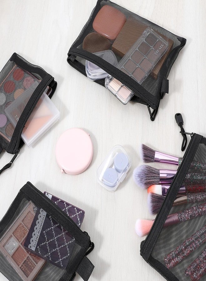 جريفوسيا حقائب شبكية بسحاب من جريفوسيا، 6 قطع، مقاسان، حقائب تنظيم سفر شبكية من النايلون، حقيبة مكياج صغيرة، حقيبة مستحضرات تجميل، حقيبة حقيبة حفاضات، للاستخدام المنزلي والمكتبي (أسود) - Image 4