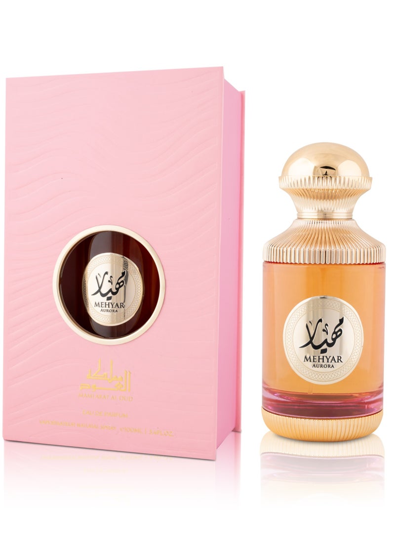 Mamlakat Al Oud Mehyar Aurora Eau De Parfum for Women - 100 ml | Floral Woody Scent with Tangerine, Jasmine & Ambergris  - Image 1