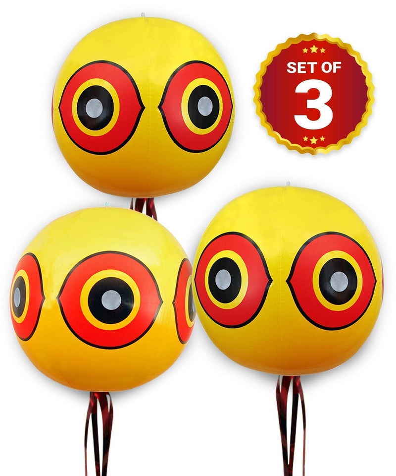 De-Bird 3 Pack De-Bird Duck Deterrent for Pool, Bird Repellent Balloons with Reflective Predator Eyes Scare Birds for Garden, Outdoor, Boat, Yard - Image 1