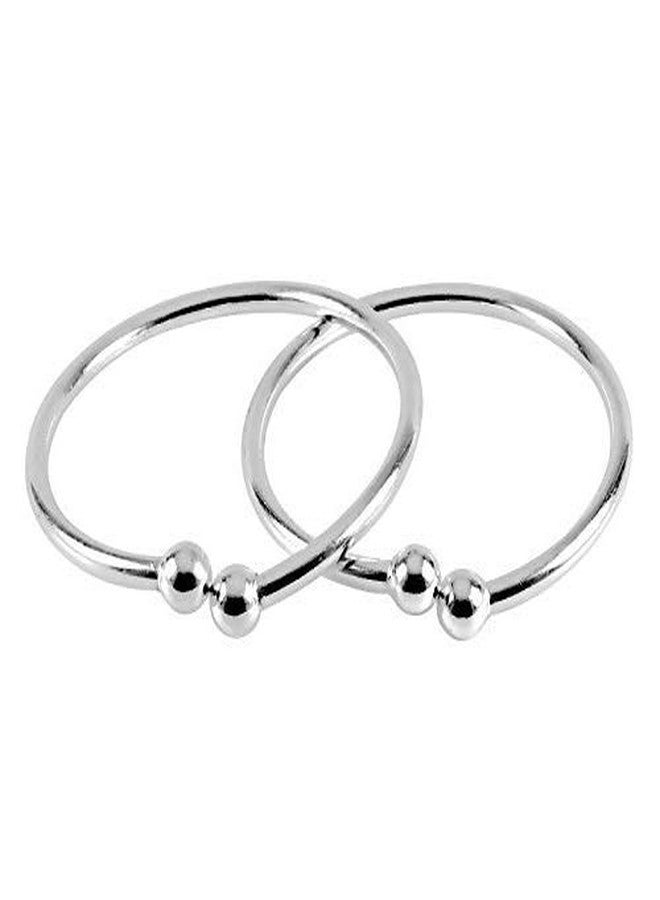 DHRUVS COLLECTION 925 Silver Plain Kada for Baby Boys & Girls | Black Beads Crystal Evil Eye Kada | First Rakshabandhan Gift for Newborn, Infant, Toddler (New Born to 1 Year) - Image 1