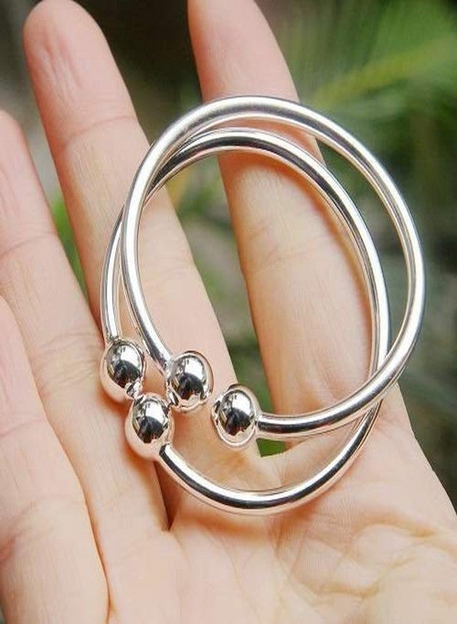 DHRUVS COLLECTION 925 Silver Plain Kada for Baby Boys & Girls | Black Beads Crystal Evil Eye Kada | First Rakshabandhan Gift for Newborn, Infant, Toddler (New Born to 1 Year) - Image 2