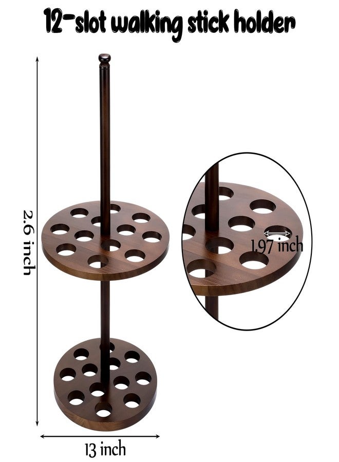 Colingmill Walking Cane Holder Stand Wood Walking Stick Display Stand 12 Slot Cane Rack Display Stands Double Layer for Entryway - Image 2