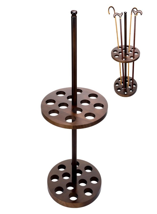 Colingmill Walking Cane Holder Stand Wood Walking Stick Display Stand 12 Slot Cane Rack Display Stands Double Layer for Entryway - Image 1