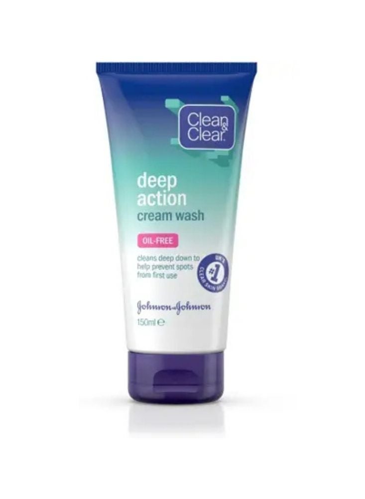 كلين أند كلير غسول كريمي عميق المفعول من كلين آند كلير - منظّف للوجه خالٍ من الزيوت لعلاج حبّ الشباب والبقع، ١٥٠ مل
