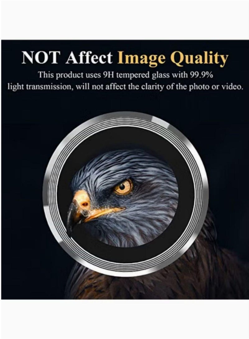 Samsung Galaxy A55 Camera Lens Protector Individual Tempered Glass Camera Screen Protector Metal Ring Lens Cover for Galaxy A55 Accessories 1 Set Silver - Image 3