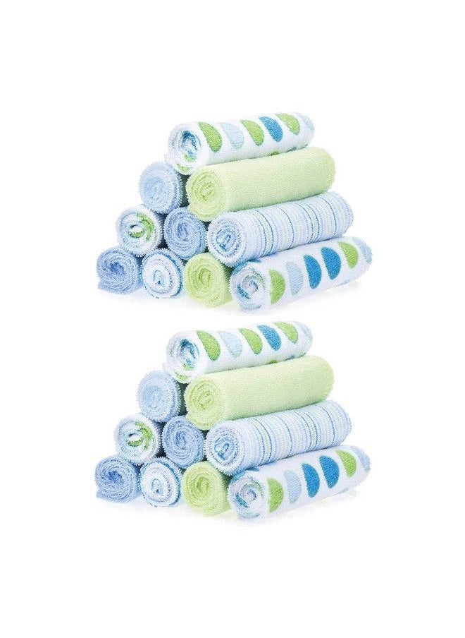 Spasilk Washcloth Wipes Set For Newborn Boys And Girls Soft Terry Washcloth Set Pack Of 20 Blue Dot  - Image 1
