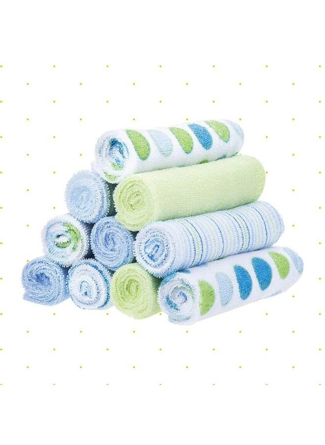 Spasilk Washcloth Wipes Set For Newborn Boys And Girls Soft Terry Washcloth Set Pack Of 20 Blue Dot  - Image 4