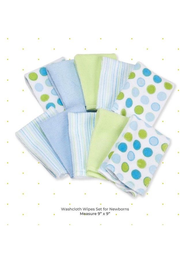 Spasilk Washcloth Wipes Set For Newborn Boys And Girls Soft Terry Washcloth Set Pack Of 20 Blue Dot  - Image 3