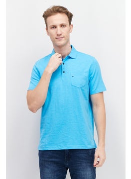 Tailor Vintage Men Regular Fit Heather Short Sleeve Polo Shirt, Turquoise  - Image 1