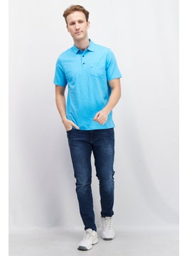 Tailor Vintage Men Regular Fit Heather Short Sleeve Polo Shirt, Turquoise  - Image 3