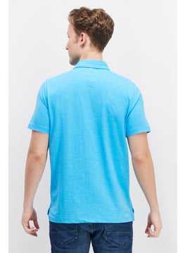 Tailor Vintage Men Regular Fit Heather Short Sleeve Polo Shirt, Turquoise  - Image 2