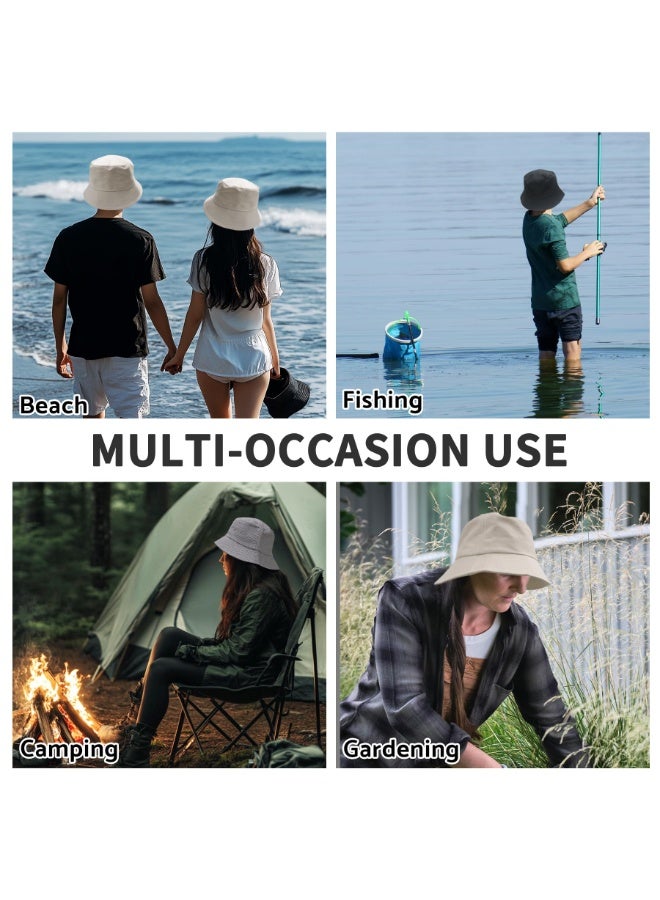 Athletic Bucket Hat Solid Colors Sun Hat with UV Protection for Outdoor Sports Packable Summer Hats 2 pcs（White, black） - Image 5