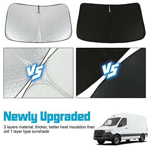 ROCCS Thickest Foldable Windshield Sun Shade fit for Mercedes Benz Sprinter 2007-2025,Freightliner Cargo Crew Mercedes Sprinter Van Front Window Sunshade Sun Visor Cover Blocks UV Rays Keep Your Car Cooler - Image 2