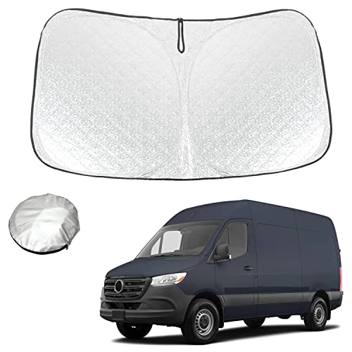 ROCCS Thickest Foldable Windshield Sun Shade fit for Mercedes Benz Sprinter 2007-2025,Freightliner Cargo Crew Mercedes Sprinter Van Front Window Sunshade Sun Visor Cover Blocks UV Rays Keep Your Car Cooler - Image 1