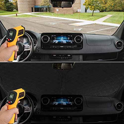 ROCCS Thickest Foldable Windshield Sun Shade fit for Mercedes Benz Sprinter 2007-2025,Freightliner Cargo Crew Mercedes Sprinter Van Front Window Sunshade Sun Visor Cover Blocks UV Rays Keep Your Car Cooler - Image 5