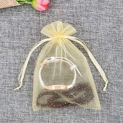 Pimuza 50pcs 4x6 inch Gifts Wrap Bags Gold Organza Sheer Fabric Bulk Drawstring Reusable Recycled Pouch for Baby Shower Favor Craft Business Beach Standard Size Elegant Business Card Cute Little Toy - Image 5