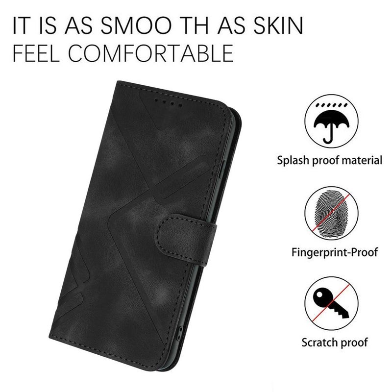 erorex For Motorola Edge 60 Line Pattern  Feel Leather Phone Case(Black) - Image 5