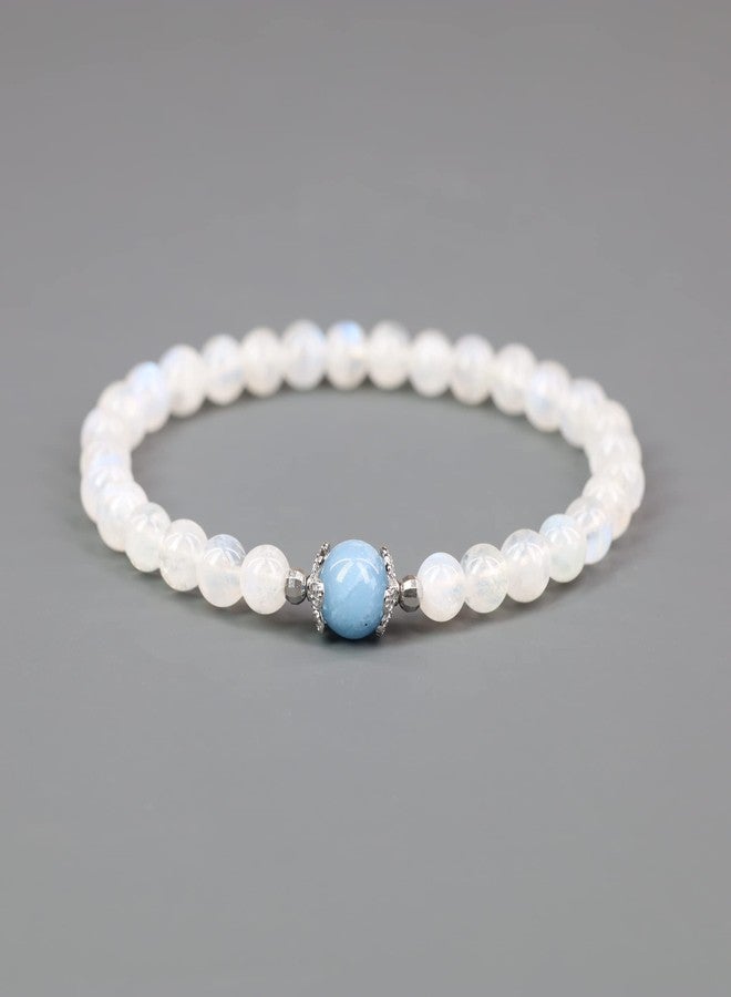 COAI Women's Beaded Bracelet Aquamarine Moonstone Bracelet Crystal Bracelet for Women - Image 4