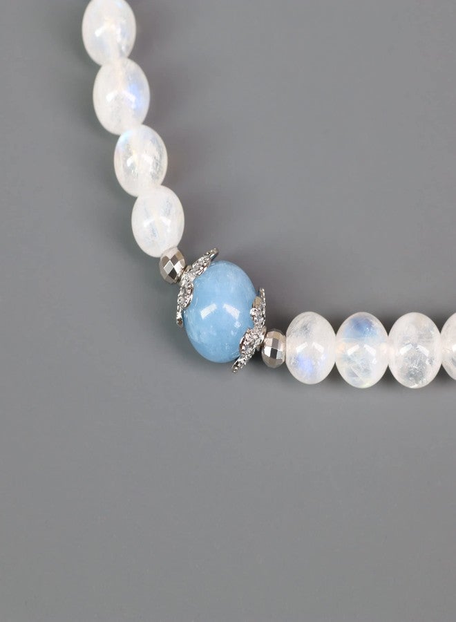 COAI Women's Beaded Bracelet Aquamarine Moonstone Bracelet Crystal Bracelet for Women - Image 5