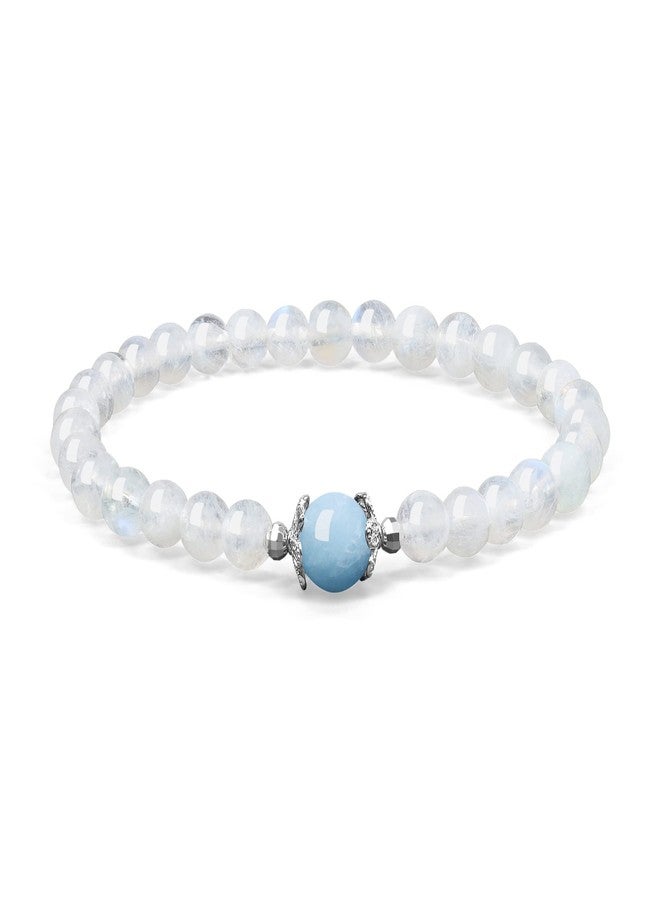COAI Women's Beaded Bracelet Aquamarine Moonstone Bracelet Crystal Bracelet for Women - Image 1