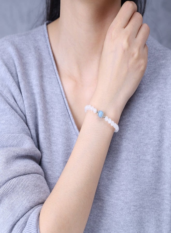 COAI Women's Beaded Bracelet Aquamarine Moonstone Bracelet Crystal Bracelet for Women - Image 3