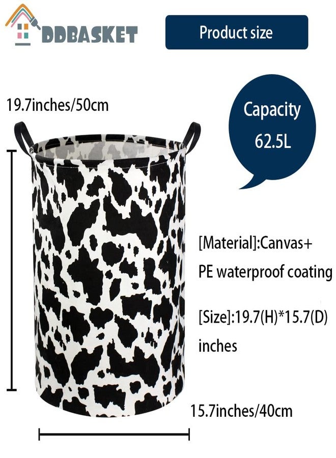 DDBASKET Cow Print Laundry Basket Baby Nursery Clothes Hamper Collapsible Toy Storage Bin Organizer with Handles for Kids,Boys and Girls Room Decor(Cow) - Image 2