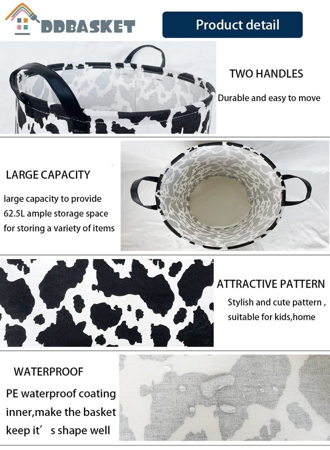 DDBASKET Cow Print Laundry Basket Baby Nursery Clothes Hamper Collapsible Toy Storage Bin Organizer with Handles for Kids,Boys and Girls Room Decor(Cow) - Image 3