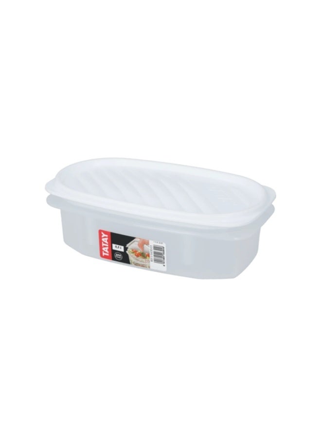 TATAY BPA Free High Quality Plastic Oval Shaped Food Container White 0.5 Liter - Image 2