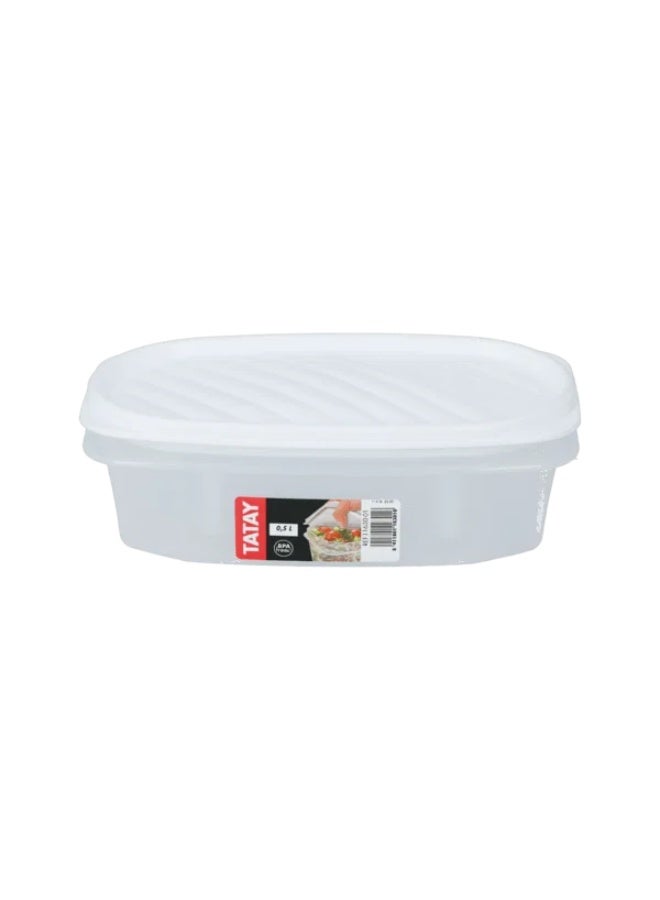 TATAY BPA Free High Quality Plastic Oval Shaped Food Container White 0.5 Liter - Image 1