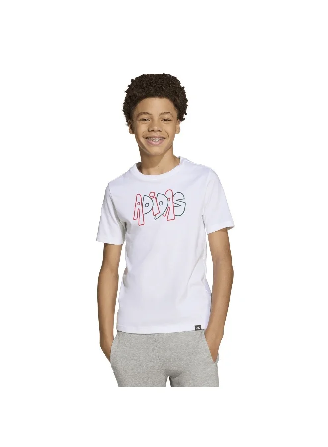 Adidas J Graffiti T White Training T-Shirts For Junior 7-8Y