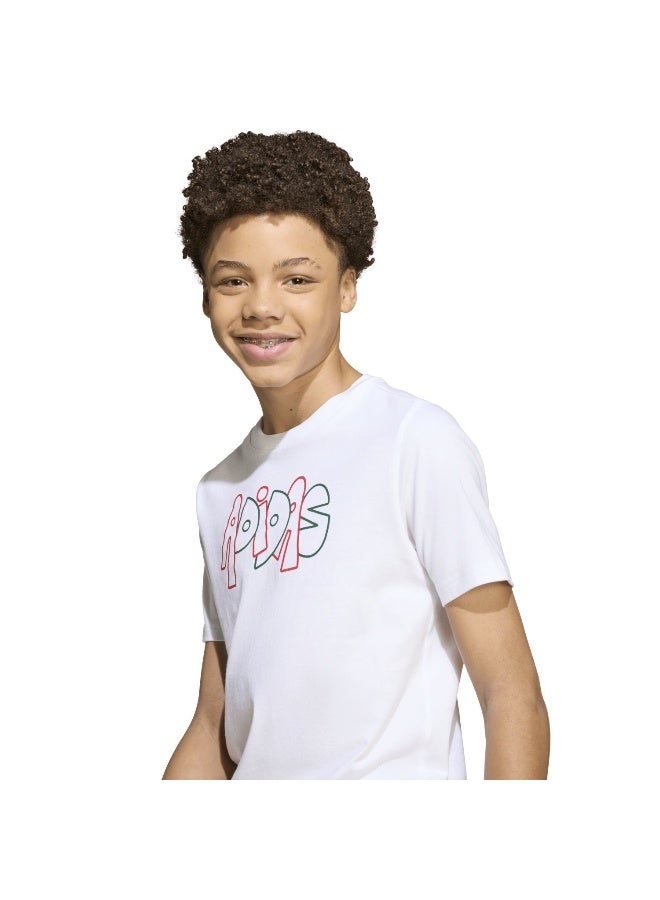 Adidas J Graffiti T White Training T-Shirts For Junior 7-8Y - Image 5