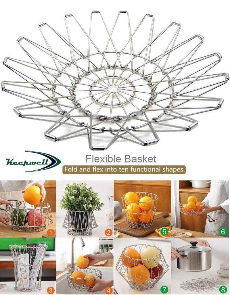 P-Plus International Steel Flexible Kitchen Storage Organizer Adjustable Fruit Basket for Home & Kitchen - Image 4