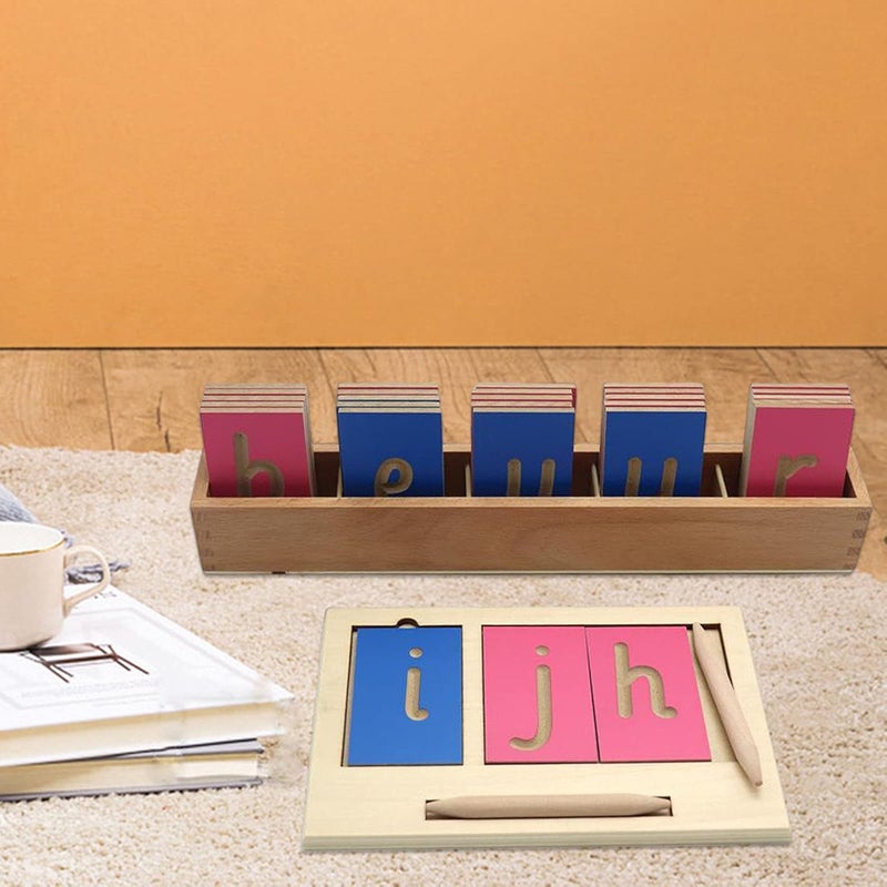 klarako 0 10 Number & ABC Letter Tracing Board Wooden Number and Counting Aid Board Montessori Toys for Toddlers Preschool Learning Toys  Lower Case Alphabet - Image 5