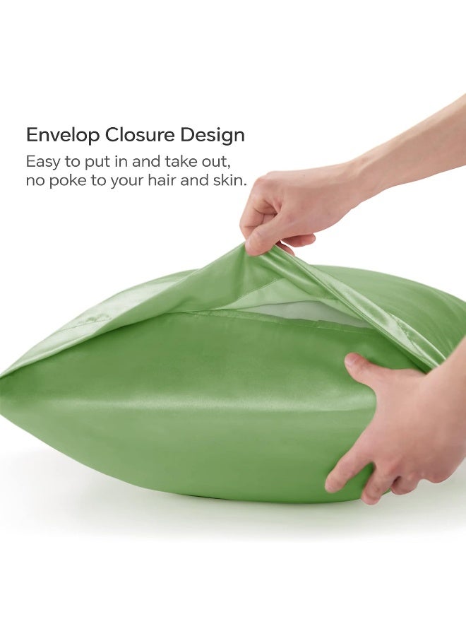 BEDELITE Satin Pillowcase for Hair and Skin  King Pillow Cases Set of 2 Pack  Super Soft Silky Sage Green Pillow Case with Envelope Closure (20x40 Inches) - Image 5