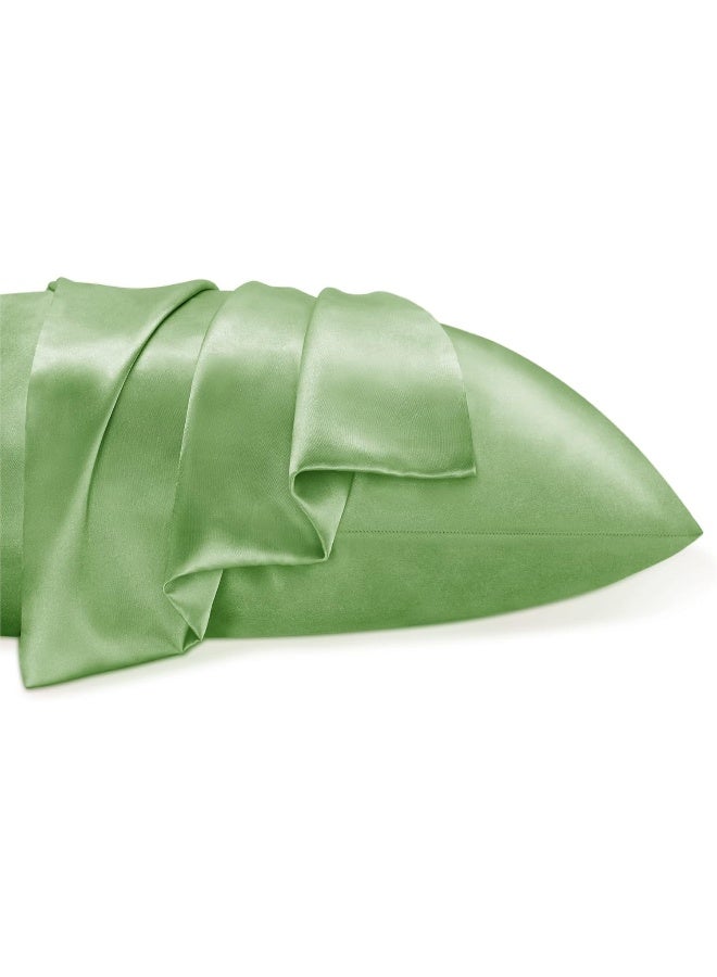 BEDELITE Satin Pillowcase for Hair and Skin  King Pillow Cases Set of 2 Pack  Super Soft Silky Sage Green Pillow Case with Envelope Closure (20x40 Inches) - Image 4