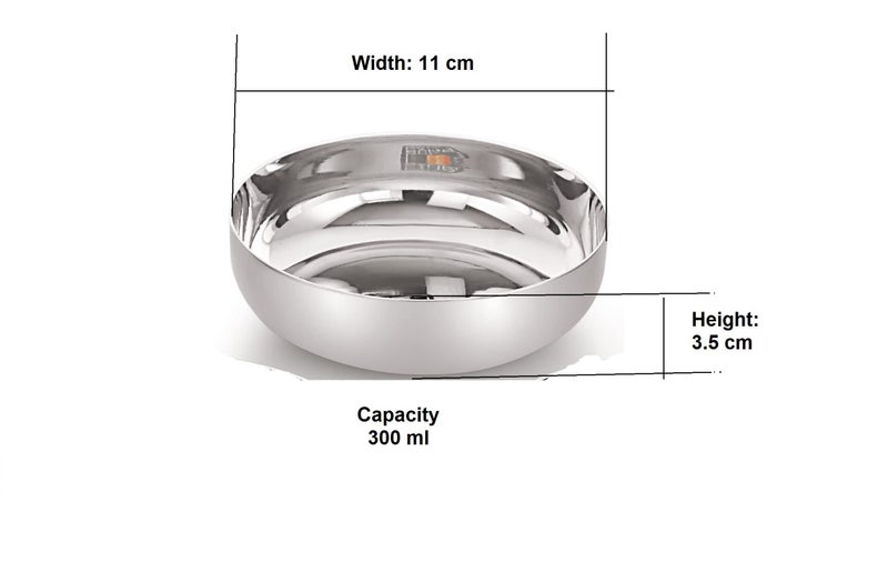 Priya Heavy Stainless Steel Set of 6 Plates – Serving, Dessert, Curry, Soup Bowls (Wati, Vati, Katori), Small Rice & Side Dishes, Kitchen & Dining, Solid, Durable, Rust-Resistant Design - Image 2