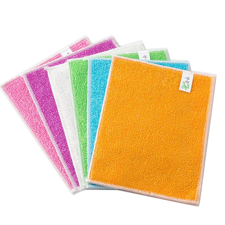 Generic Bamboo Fiber Dishwashing Cloth Kitchen Dish Cloth Oil-free Dishwashing Towel Household Dishwashing Absorbent Dish Cloth Thickened Scaking-pad Color