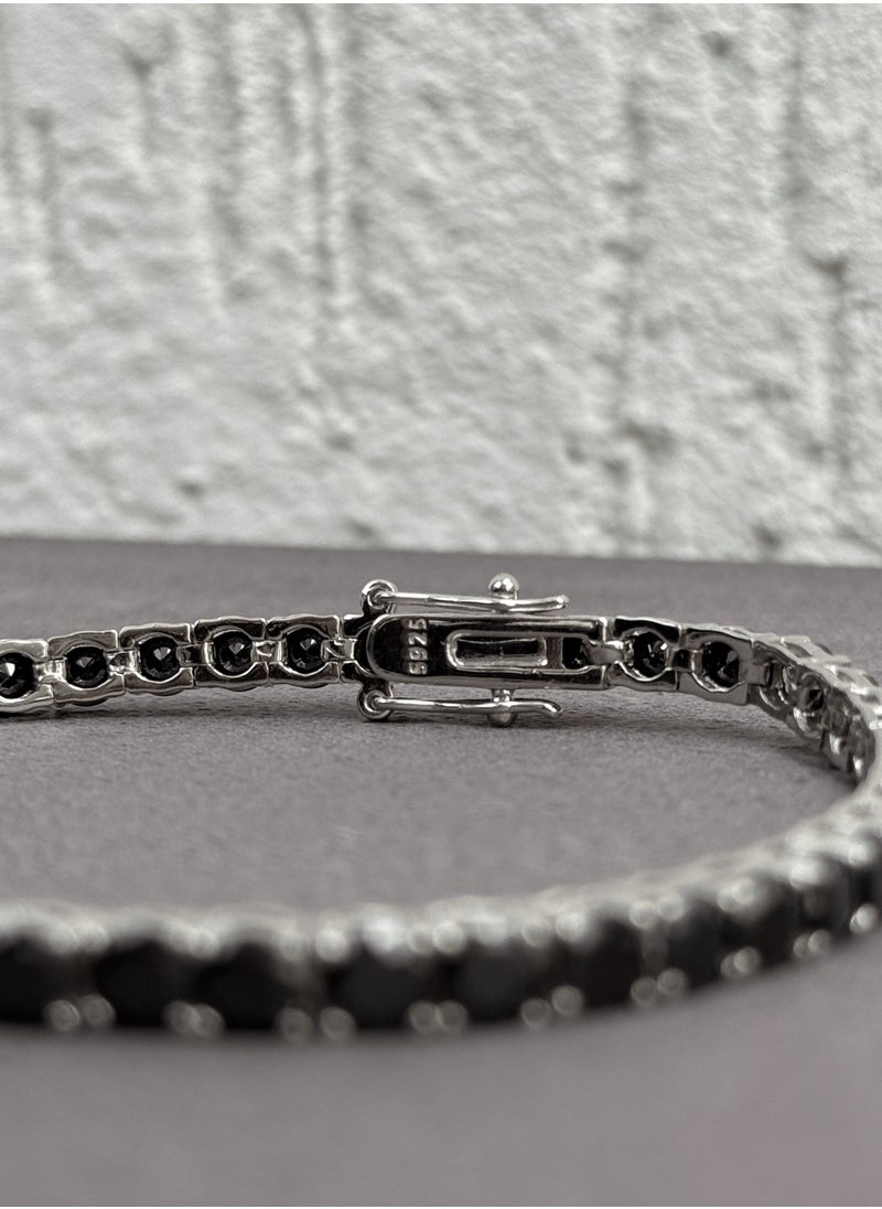 Al Kasr Jewelry Tennis Bracelet - Sterling Silver 925 with Sparkling Zircon Stones - Plated Rhodium White Gold 18K  - Image 4