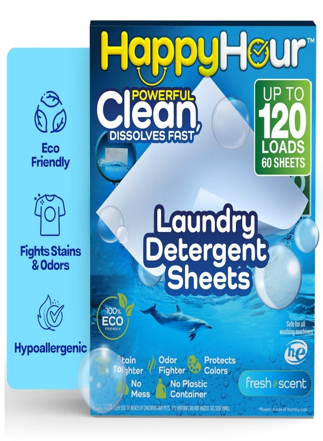Emson HAPPY HOUR Laundry Detergent Sheets Fresh Scent - 120 Loads, Eco Friendly, Liquidless Soap, Travel Friendly for Hot & Cold Cycles, Fights Tough Stains & Odors, Hypoallergenic for Sensitive Skin - Image 1