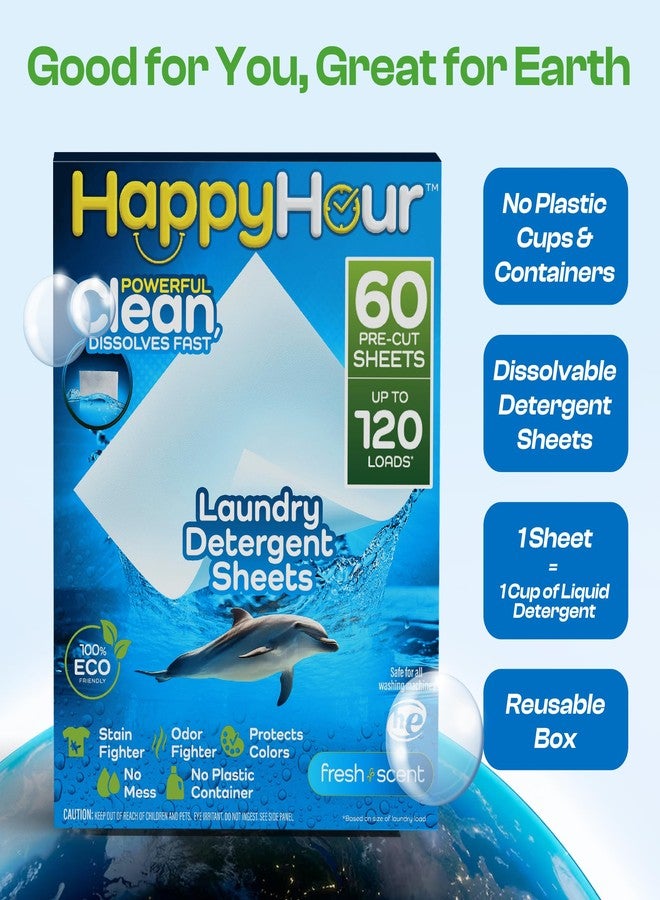 Emson HAPPY HOUR Laundry Detergent Sheets Fresh Scent - 120 Loads, Eco Friendly, Liquidless Soap, Travel Friendly for Hot & Cold Cycles, Fights Tough Stains & Odors, Hypoallergenic for Sensitive Skin - Image 5