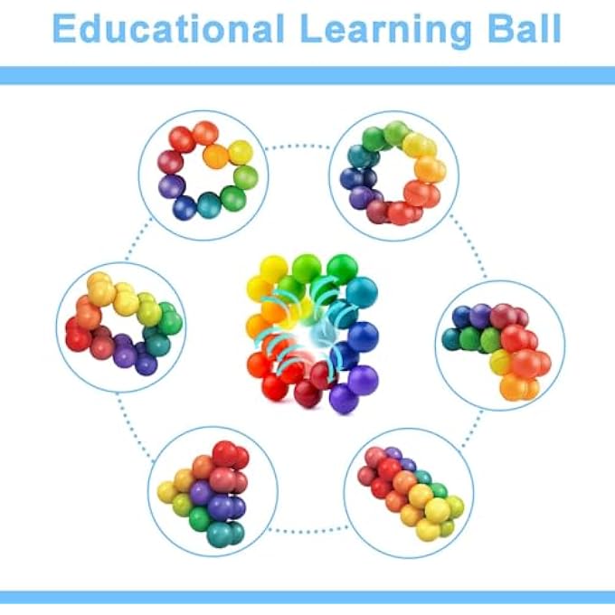 PUERFOCA Sensory Fidget Toys for Kids, 20 Autism Rainbow Ball for ADHD, Rainbow Fidget Ball Variable Sensory Toys for Autism, Develop Mind and Stress Relief for Boys and Girls - Image 4