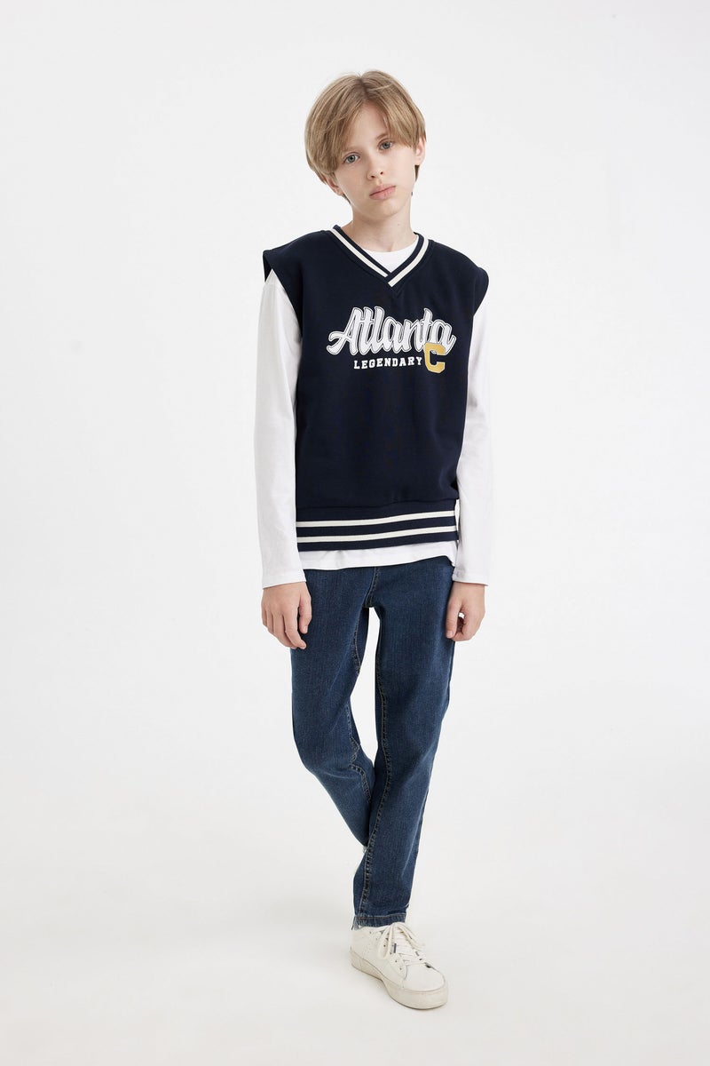 DeFacto Boy Oversize Fit Thick Sweatshirt Fabric Vest  - Image 2