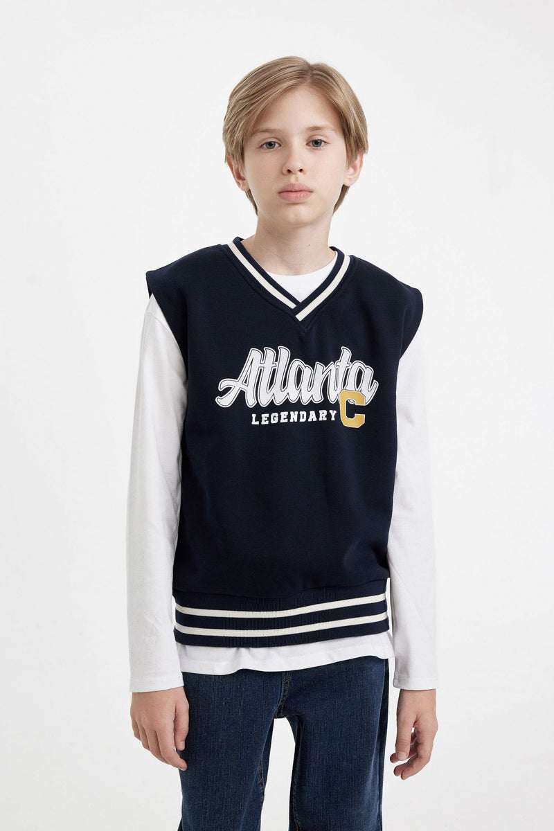 DeFacto Boy Oversize Fit Thick Sweatshirt Fabric Vest  - Image 5