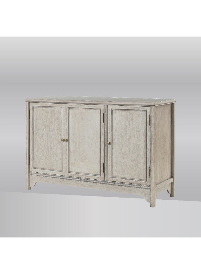 DOOHWAN Solid Wood Buffet Cabinet with Storage - Natural Wood Veneers & Water Based Paint Finished - Vintage Sideboard Cabinet with 3 Doors and Shelves for Dinning Room,Entryway - Image 2