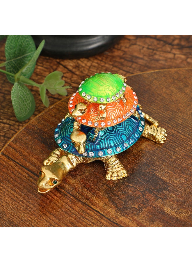 9*5*5cm | Creative Three-Layer Turtle Jewelry Box & Decor in Blue | Intricate Design, Multi-Compartment Interior, Unique Desktop Décor | Organized Storage for Rings, Necklaces, Earrings | Fun & Practical Gift for Women & Teens - Image 1